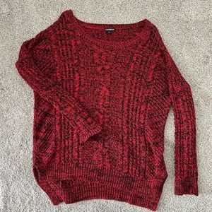 2/$20 Express oversized chunky sweater red black distressed with holes holiday